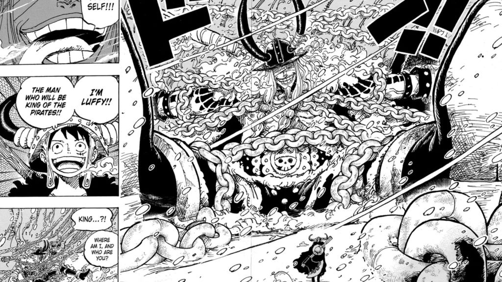 What Devil Fruit Did Loki Eat in One Piece? Unraveling Theories Surrounding the 'Sun God' and His Apocalyptic Claims 3 Luffy meeting a chained Loki.