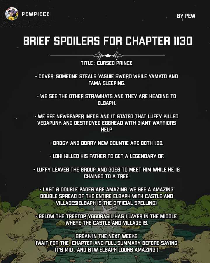 One Piece 1130 Spoilers: Luffy Encounters Loki Wielding a Legendary Devil Fruit in Elbaf 5 One Piece 1130 spoilers by pewpiece on X