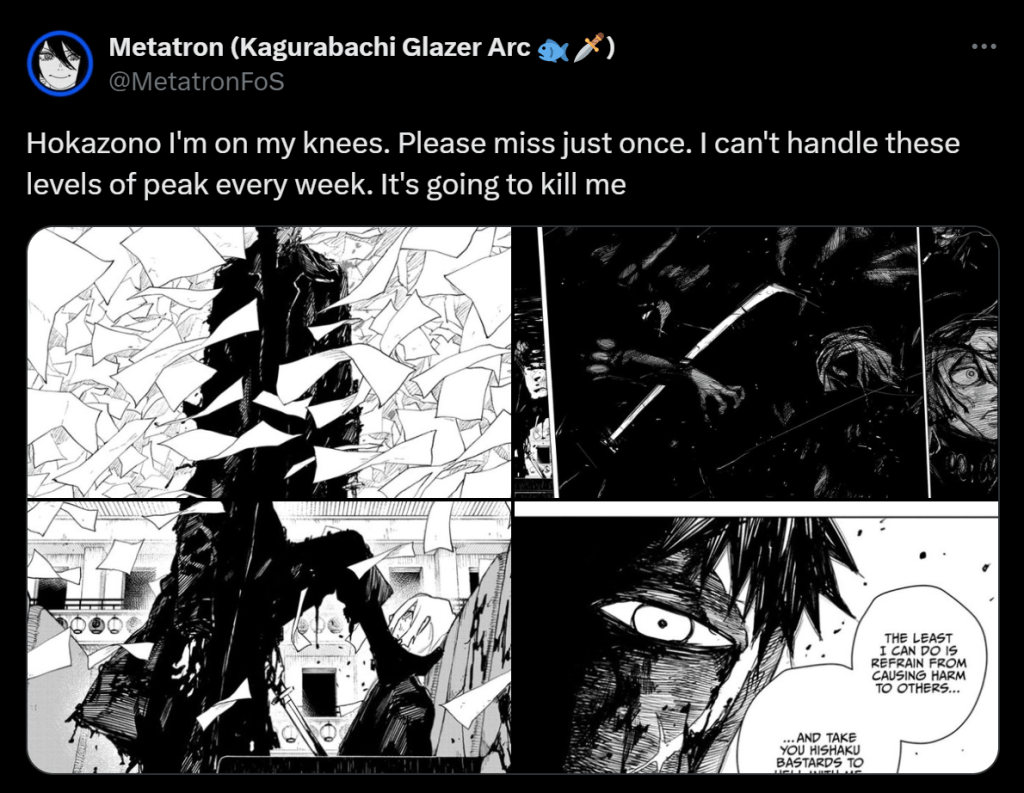 Chihiro Faces Hiruhiko’s Deadly Sorcery and His Own Dark Side in Kagurabachi Chapter 53 3 Kagurabachi Chapter 53 fan reaction on twitter