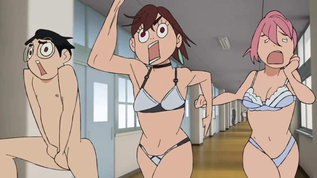 DanDaDan Season 2 Release Date, Manga Arcs, and What to Expect 6 Dandadan season 1 unclothed scene of Okarun, Momo and Aira.