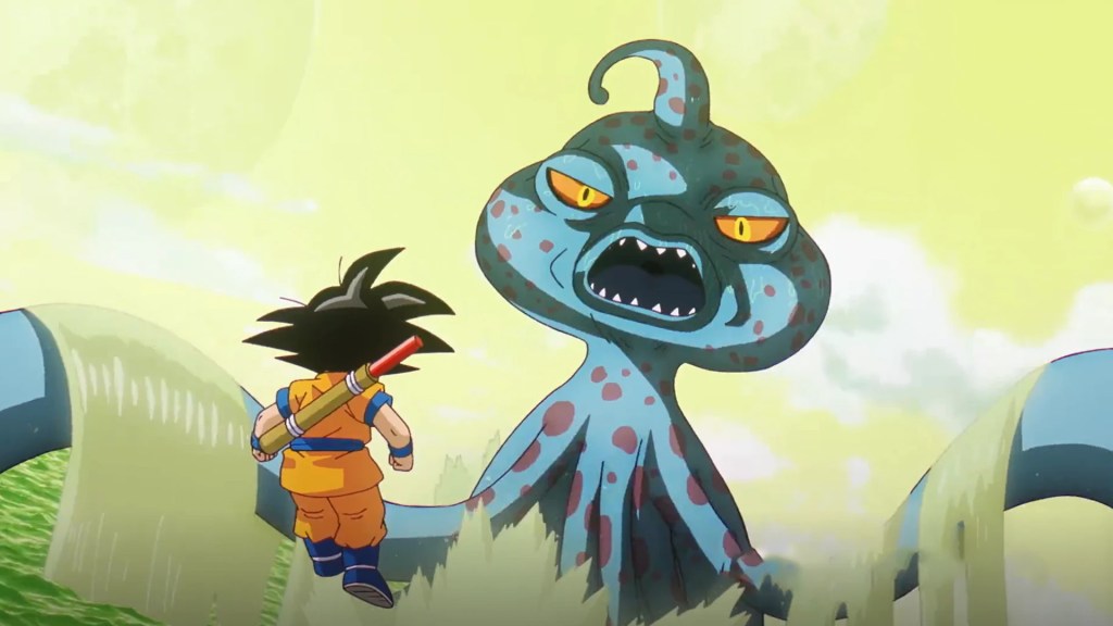 Majin Duu, Majin Kuu's Brother Appears in Dragon Ball Daima 4 Goku confronting the Kraken in Dragon Ball Daima