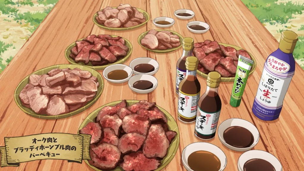 Mukohda's Whisky Highball Recipe and BBQ Feast in Campfire Cooking in Another World Season 2 Ep 8 4 Orc and Bloody Horn Bull BBQ Campfire Cooking in Another World with My Absurd Skill